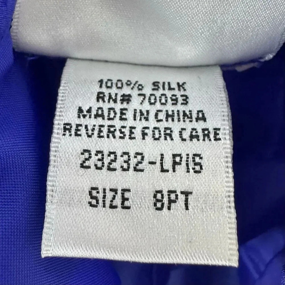 Vintage Jane Seymour 100% Silk Barrel Trousers Pants 8 Petite Blue Satin Disco - Picture 7 of 8